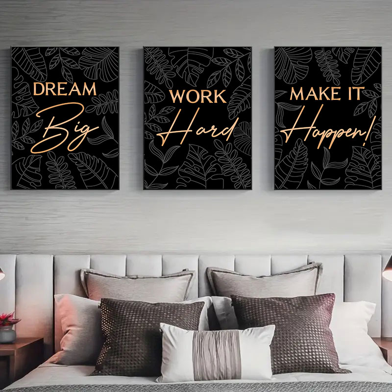 Home Office Room Inspiration - โมเดิร์นคําคมสร้างแรงบันดาลใจผ้าใบแฟชั่นตกแต่งพิมพ์โปสเตอร์สําหรับห้องนั่งเล่นห้องนอน Home Office Decor