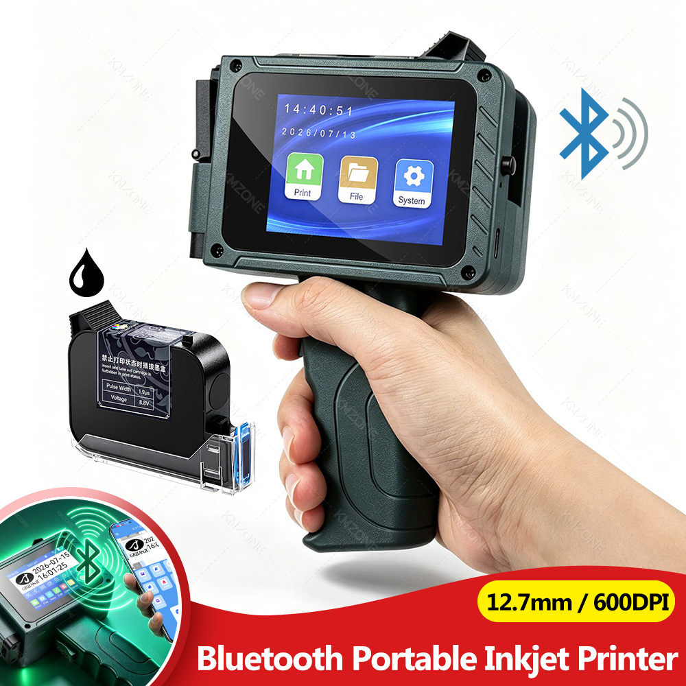 Label Maker Machine - เครื่องพิมพ์ฉลากอิงค์เจ็ทแบบมือถือขนาด 12.7 มม. เชื่อมต่อบลูทูธ สำหรับพิมพ์วันที่ หมายเลข