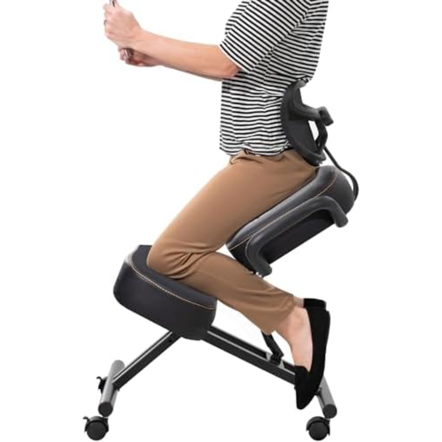 Home Office Ergonomics - DRAGONN เก้าอี้นั่งคุกเข่าตามหลักสรีรศาสตร์พร้อมพนักพิง ปรับระดับได้สำหรับใช้ในบ้านและสำนักงาน พร้อมที่นั่งเอียงเพื่อความสะดวกสบายที่ดียิ่งขึ้น