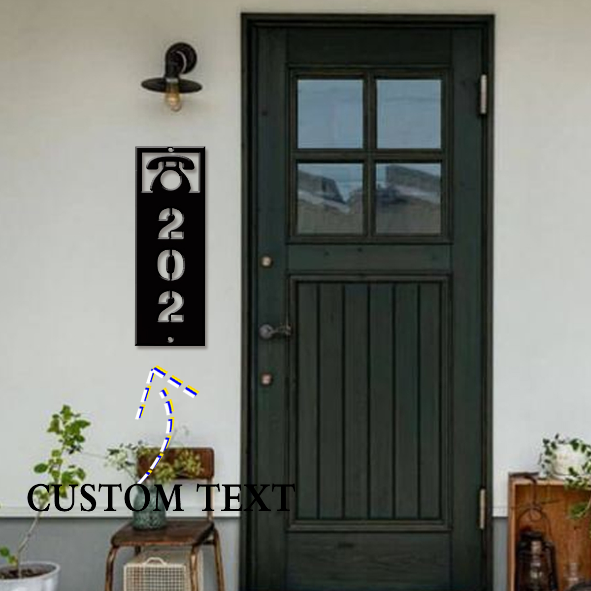 Address Home Office - ป้ายเลขที่บ้านโลหะแบบโมเดิร์นสั่งทำได้ 1 ชิ้น เหมาะสำหรับตกแต่งบ้าน ห้อง สวน