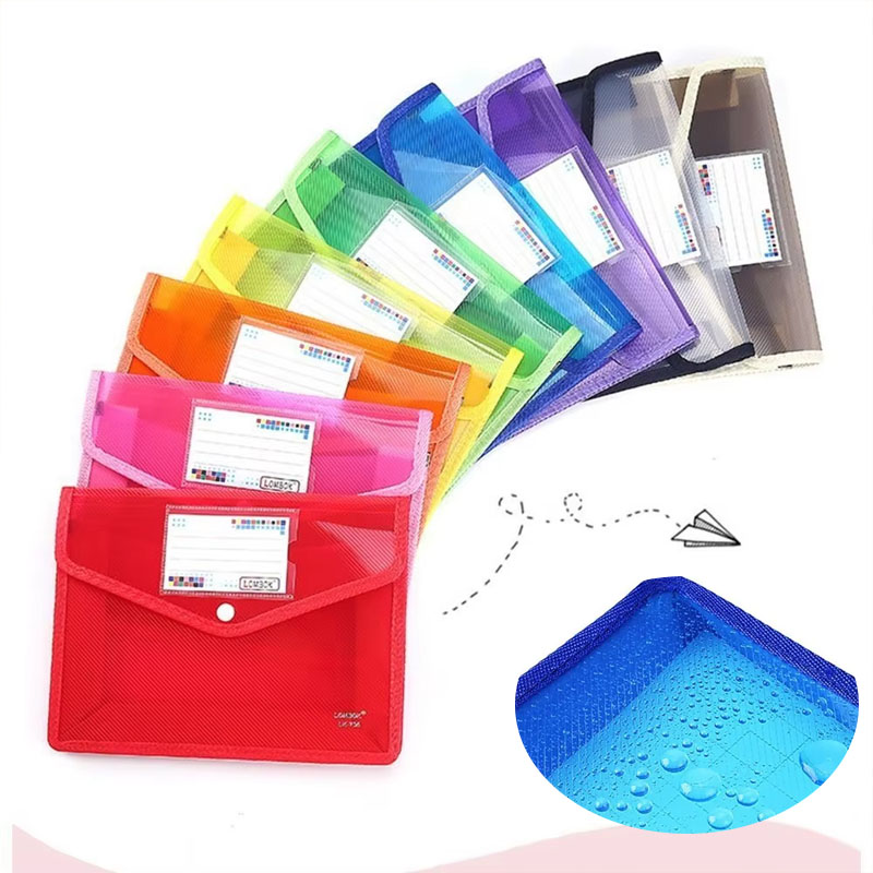 Home Office Student - 1-10PCS กันน้ำ A4 A5 แฟ้มเอกสารแบบปุ่มกดใสกระเป๋าเอกสารสำหรับโรงเรียนสำนักงานเครื่องเขียนโฮมสเตย์เจอร์ซอรี่