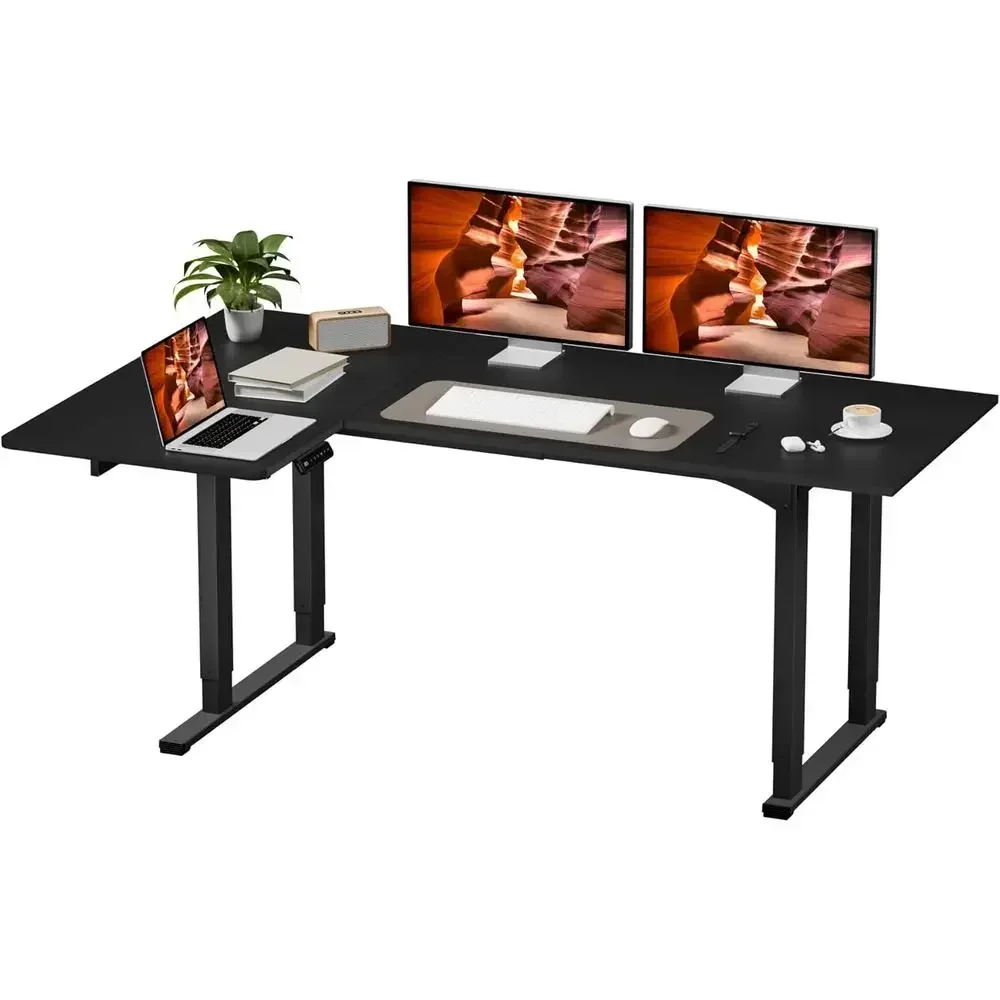 Home Office L Shaped Desk - โต๊ะทำงานรูปตัว L ปรับระดับความสูงด้วยระบบไฟฟ้า ขนาด 71x43 นิ้ว