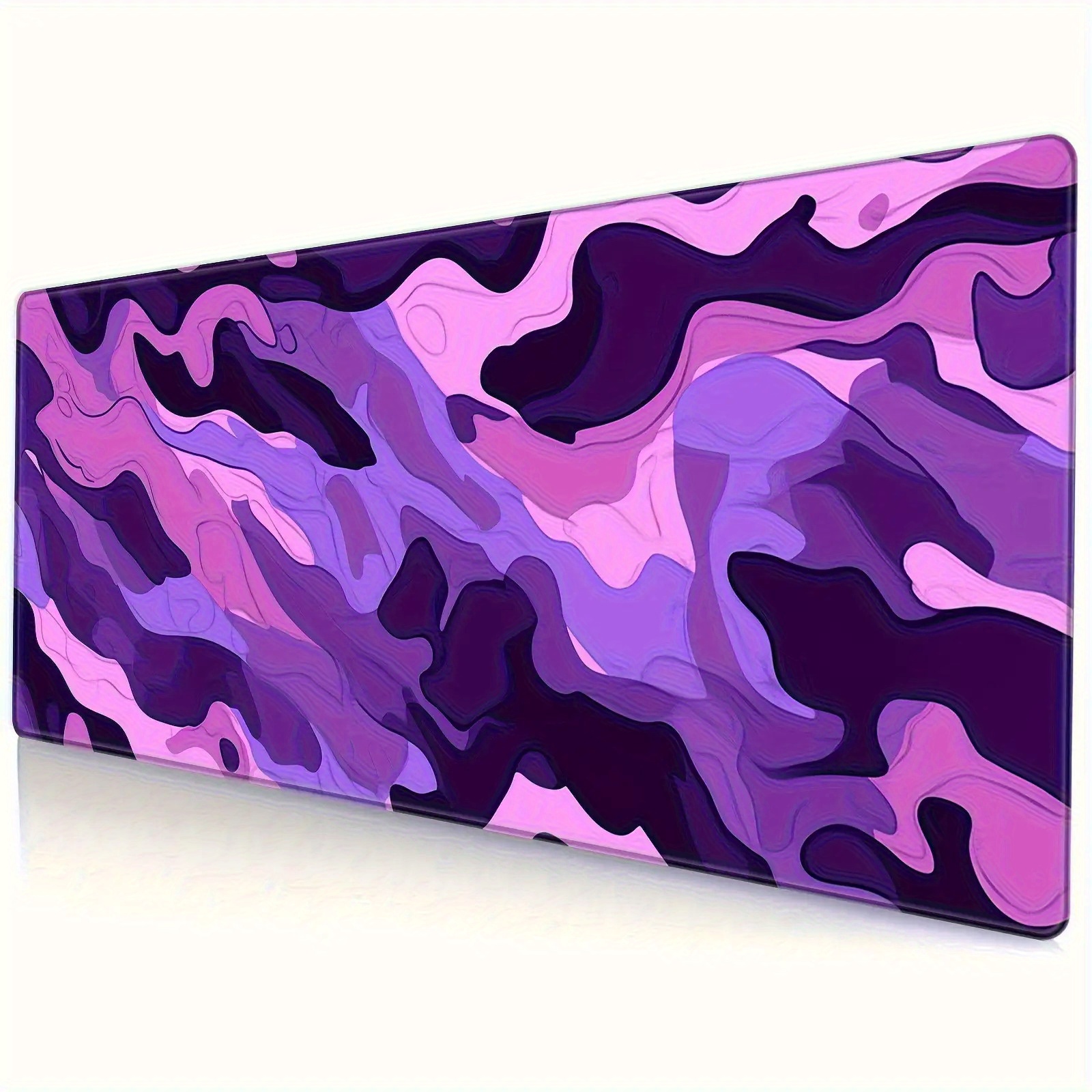 Mousepad Xl Extended - แผ่นรองเมาส์เกมมิ่งลายพรางสีม่วง ขนาดใหญ่พิเศษ ฐานยางกันลื่น เย็บขอบอย่างดี