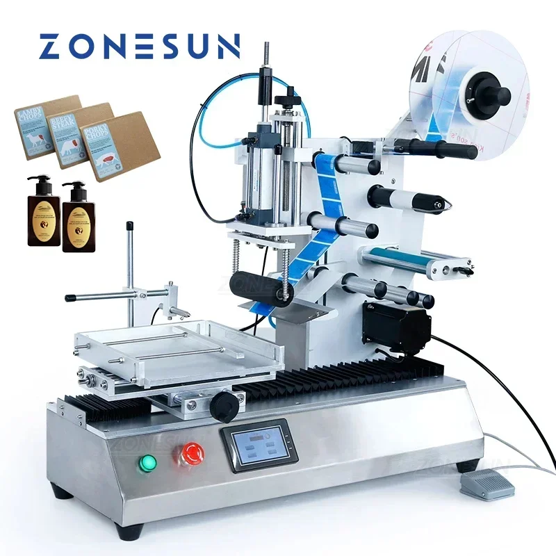 Label Maker Machine - เครื่องติดฉลากแบบกึ่งอัตโนมัติบนโต๊ะ รุ่น ZONESUN ZS-TB180 สำหรับกล่อง ขวดแบน