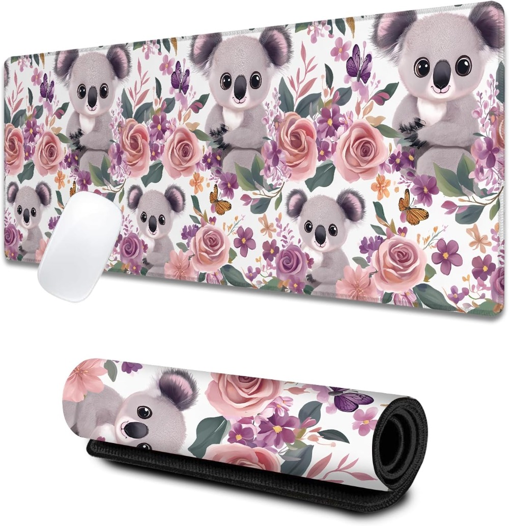 Mousepad Xl Extended - แผ่นรองเมาส์เกมมิ่งขนาดใหญ่ Koala, แผ่นรองเมาส์ลายดอกไม้พาสเทลน่ารักกันลื่น, แผ่นรองเมาส์ลายสัตว์ขนาดใหญ่, แผ่นรองเมาส์สำหรับคนรักเกม