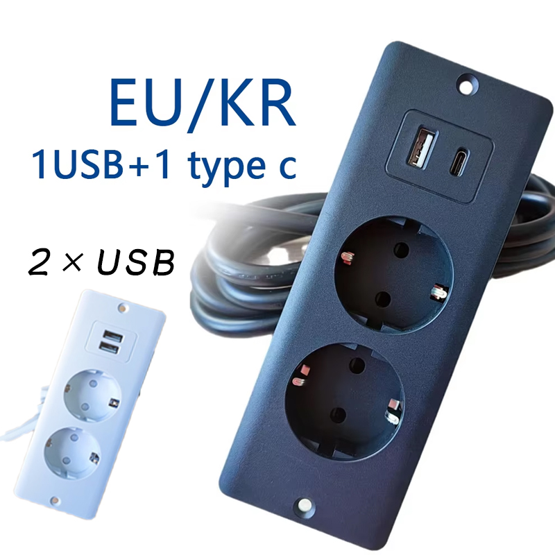 Power Strip Desk - EU KR ตารางโคมไฟซ็อกเก็ต 2 ช่อง USB