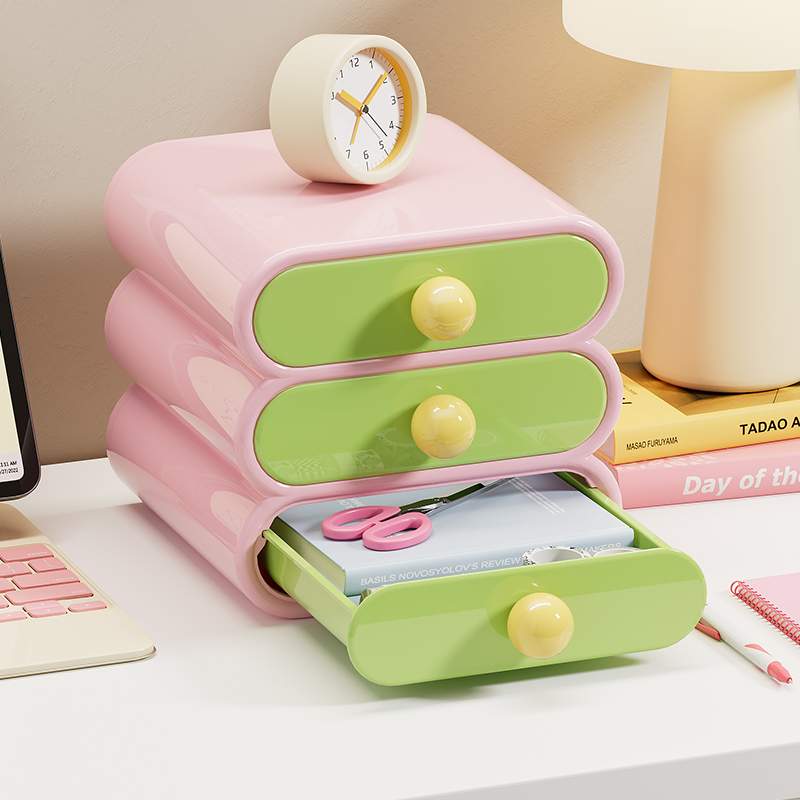 Home Office Student - ยูโฟรู โดพามีน ดีสก์ออแกไนเซอร์,กล่องเก็บของแบบลิ้นชัก 3 ชั้น, ชั้นวางเครื่องเขียนอเนกประสงค์สำหรับสำนักงานหอพัก