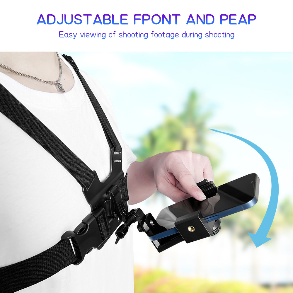 Home Office Ergonomics - สายรัดโทรศัพท์แบบติดหน้าอก ปรับได้ ยืดหยุ่น ที่ยึดโทรศัพท์แบบติดหน้าอก หมุนได้ 360