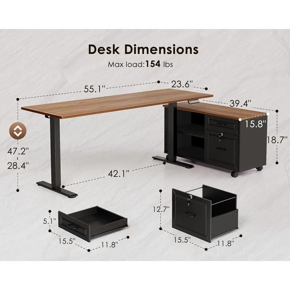 โต๊ะทำงานไฟฟ้ารูปตัว L ขนาด 55 - Home Office L Shaped Desk บทวิจารณ์และราคา