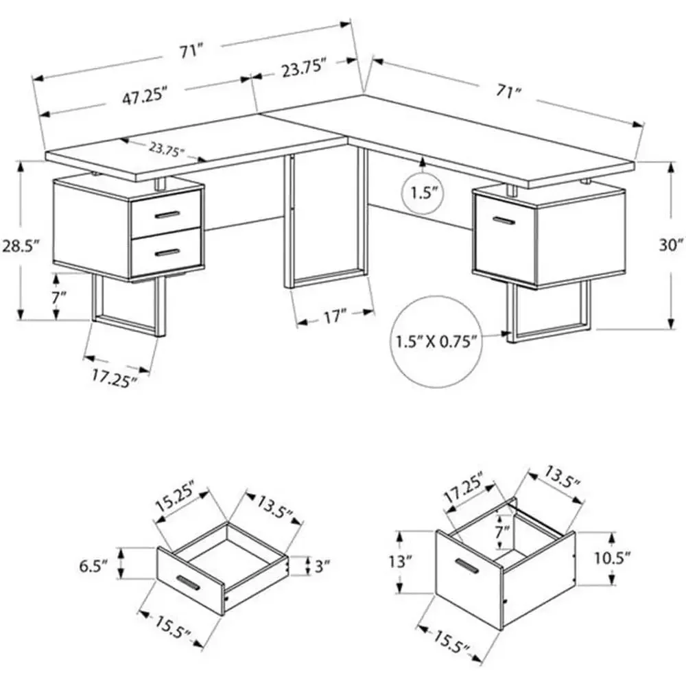 โต๊ะคอมพิวเตอร์รูปตัว L ขนาด 7 - Home Office L Shaped Desk บทวิจารณ์และราคา