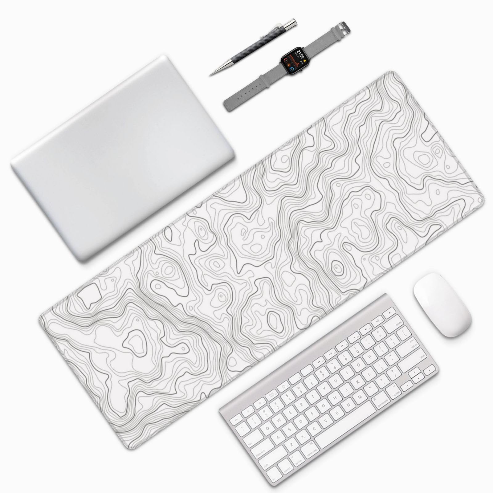 บทคัดย่อสีขาวภูมิประเทศ Contou - Mousepad Xl Extended บทวิจารณ์และราคา