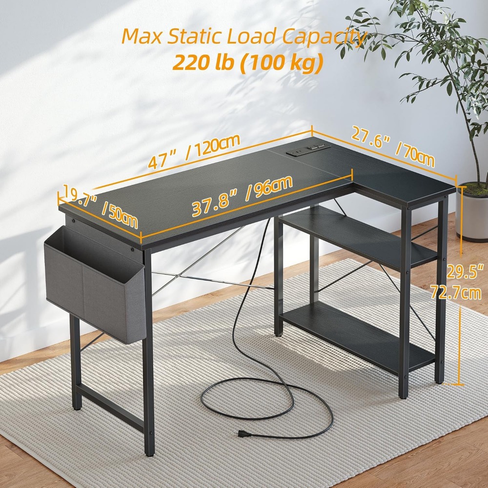 โต๊ะคอมพิวเตอร์รูปตัว L พร้อมป - Home Office L Shaped Desk บทวิจารณ์และราคา