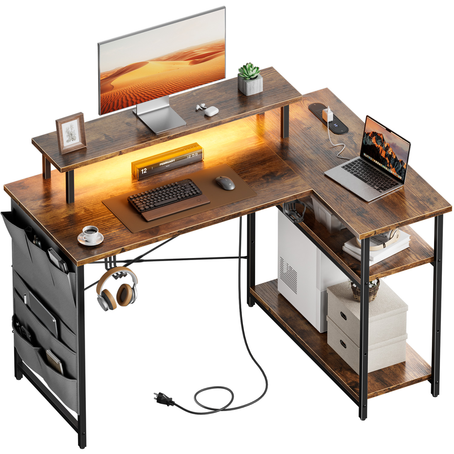 โต๊ะคอมพิวเตอร์รูปตัว L พร้อมเ - Home Office L Shaped Desk บทวิจารณ์และราคา