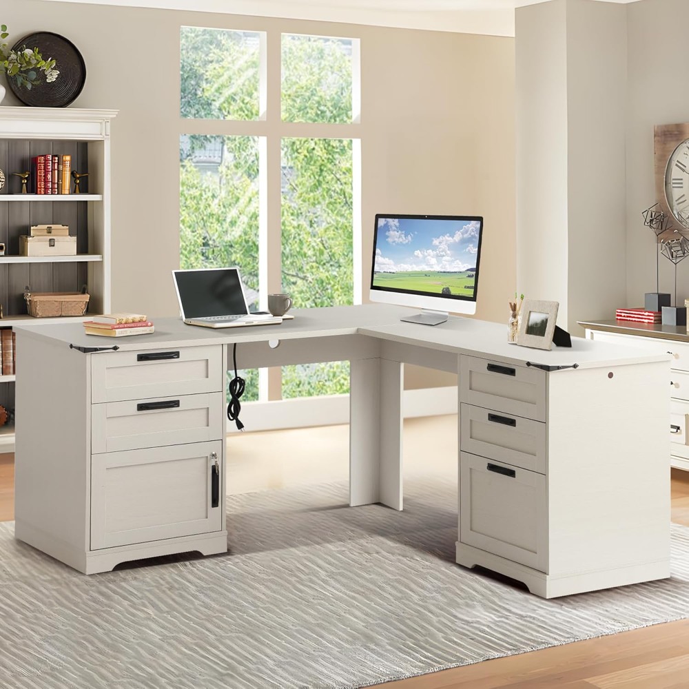 โต๊ะทำงานผู้บริหารรูปตัว L ขนา - Home Office L Shaped Desk บทวิจารณ์และราคา