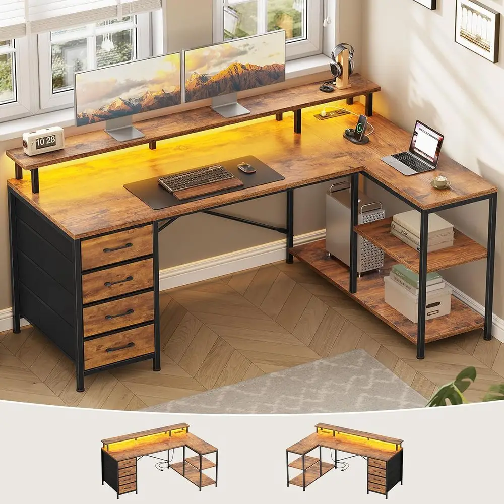 โต๊ะทำงานรูปตัว L พร้อมลิ้นชัก - Home Office L Shaped Desk บทวิจารณ์และราคา