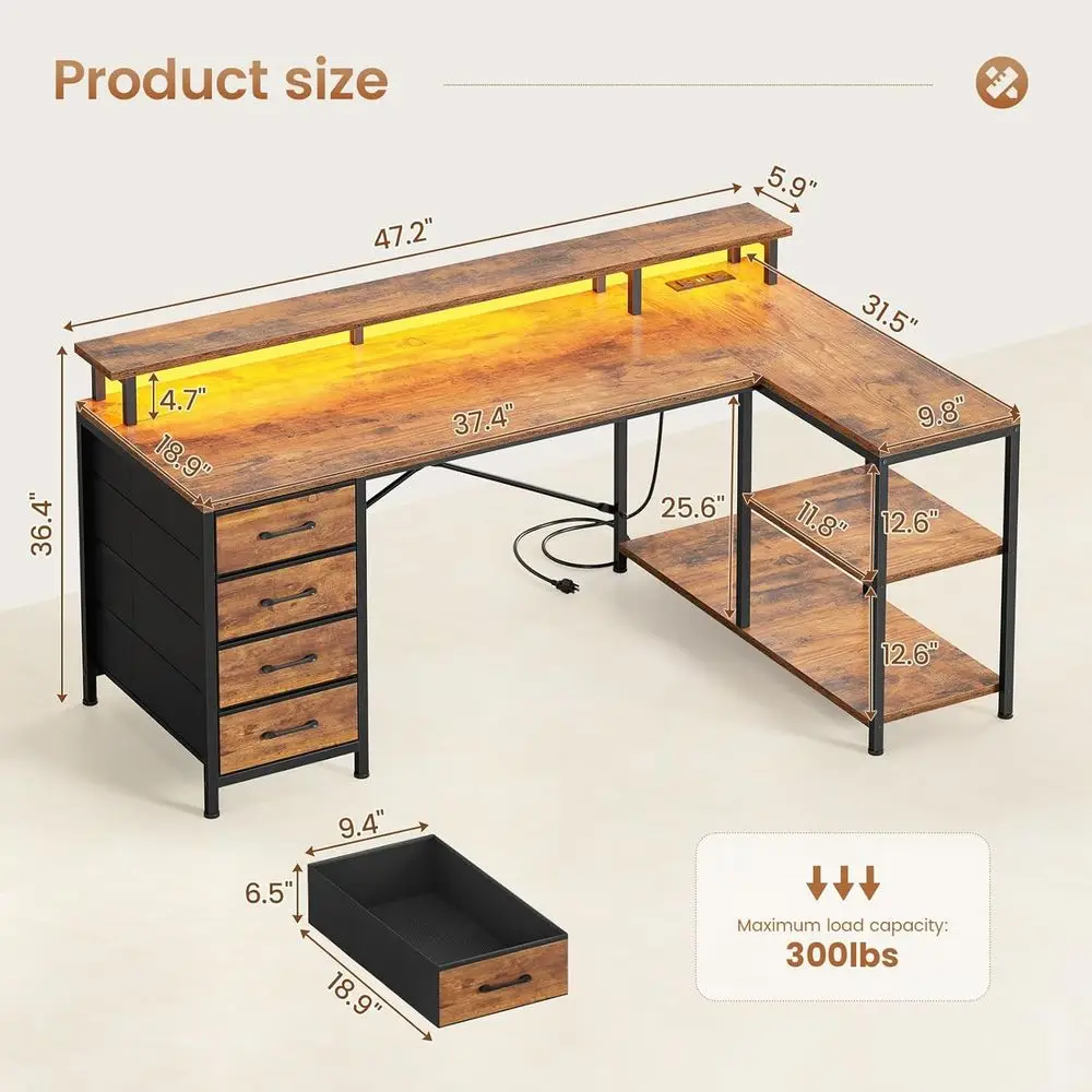 โต๊ะทำงานรูปตัว L พร้อมลิ้นชัก - Home Office L Shaped Desk บทวิจารณ์และราคา