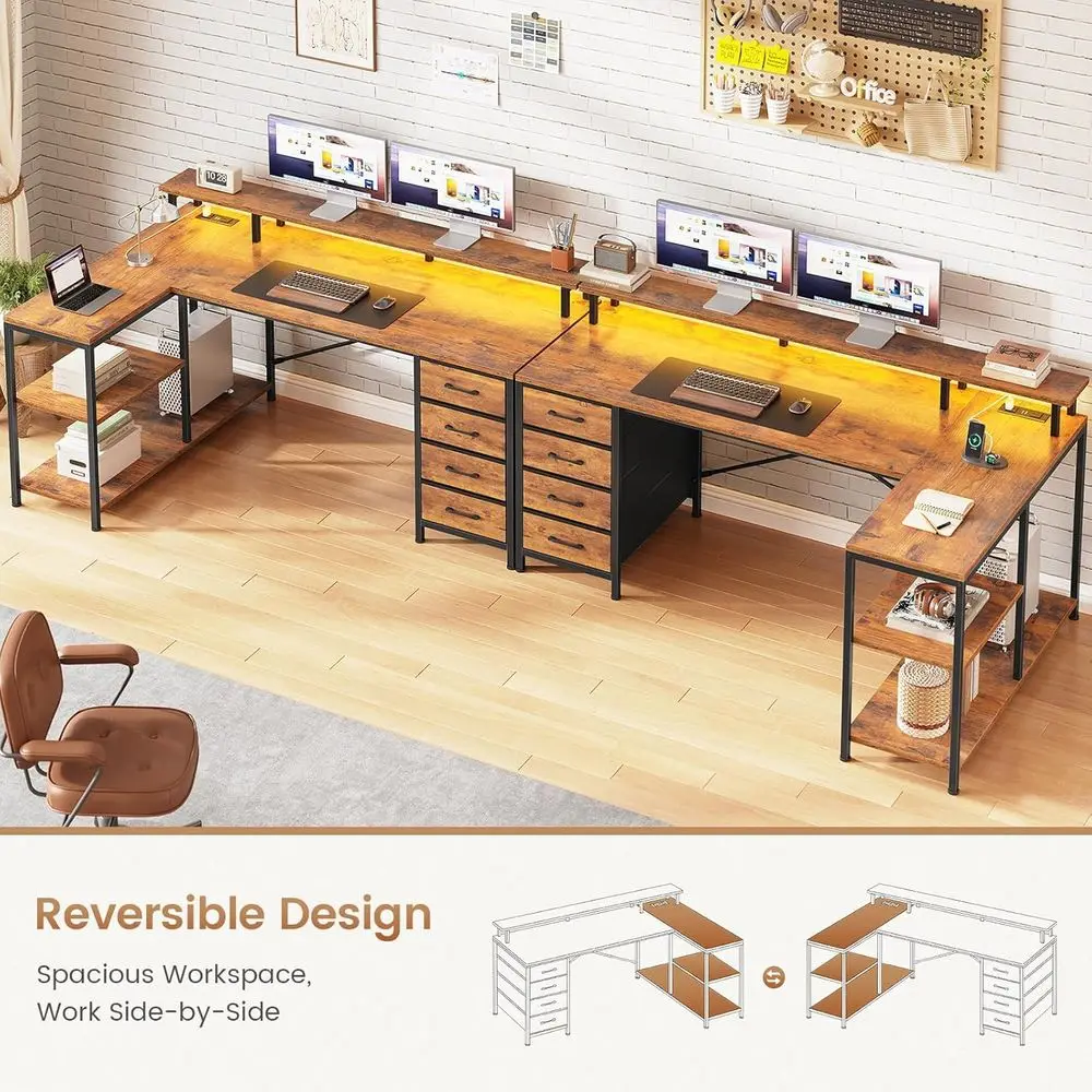 โต๊ะทำงานรูปตัว L พร้อมลิ้นชัก - Home Office L Shaped Desk บทวิจารณ์และราคา