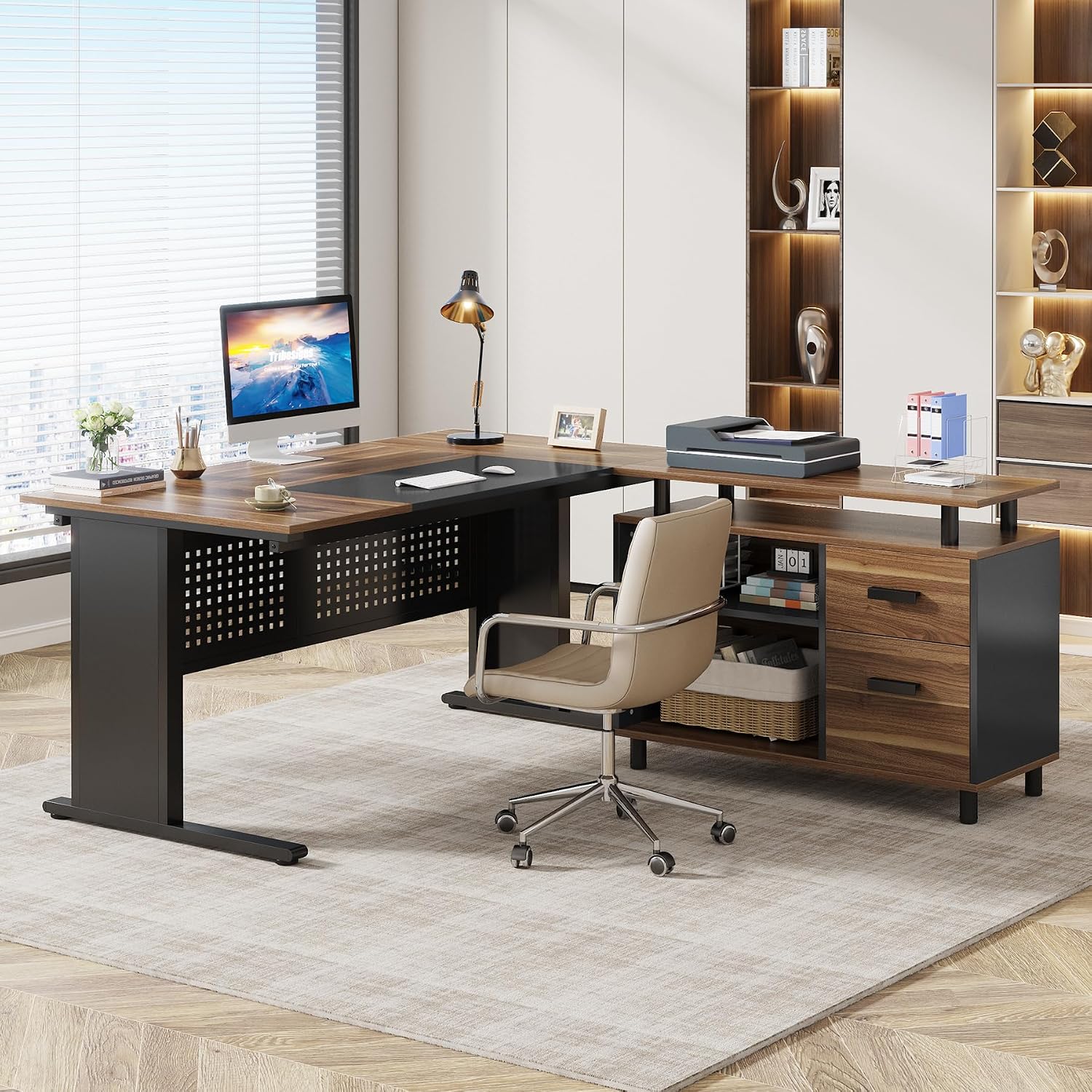 โต๊ะทำงานรูปตัว L ขนาด 63 นิ้ว - Home Office L Shaped Desk บทวิจารณ์และราคา