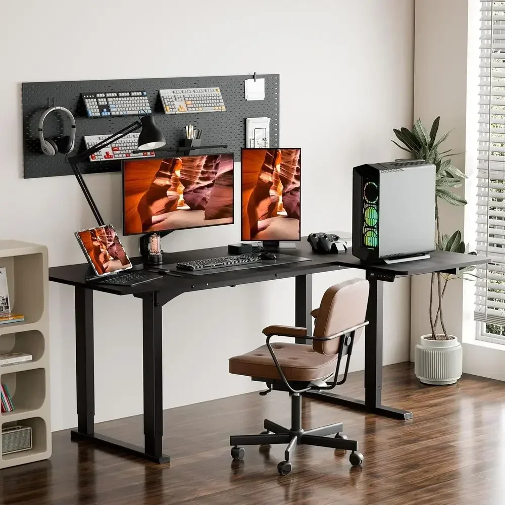 โต๊ะทำงานรูปตัว L ปรับระดับควา - Home Office L Shaped Desk บทวิจารณ์และราคา