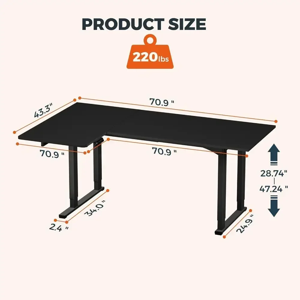 โต๊ะทำงานรูปตัว L ปรับระดับควา - Home Office L Shaped Desk บทวิจารณ์และราคา
