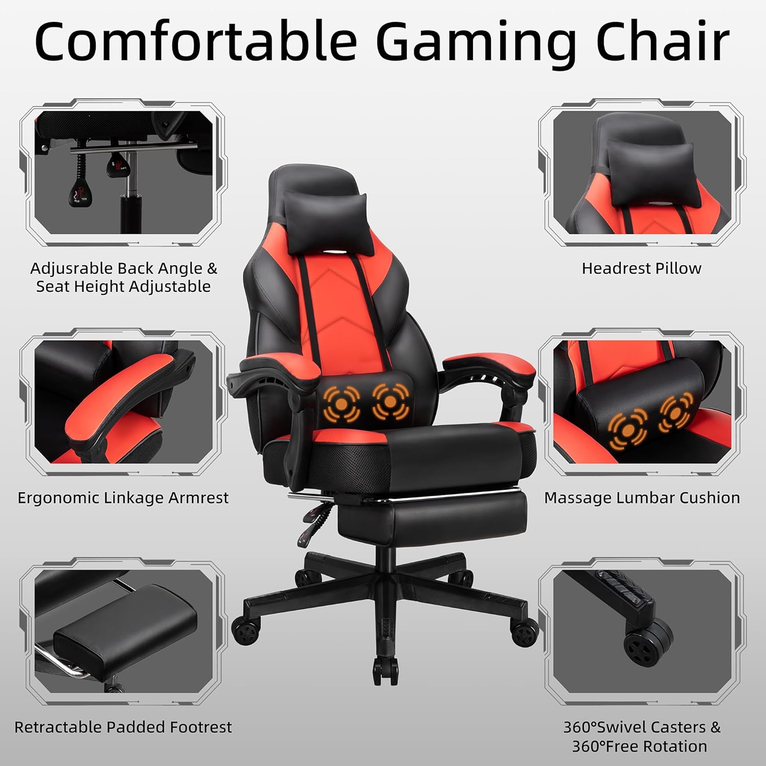เก้าอี้เกมมิ่งพร้อมที่วางเท้า  - Home Office Ergonomics บทวิจารณ์และราคา