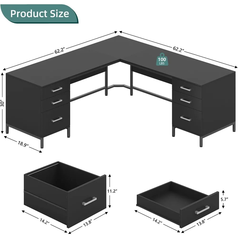 โต๊ะทำงานรูปตัว L ขนาด 59 นิ้ว - Home Office L Shaped Desk บทวิจารณ์และราคา