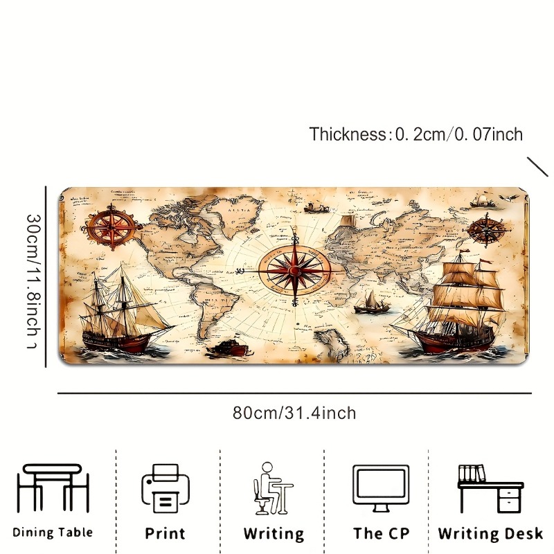 แผ่นรองเมาส์ลายแผนที่เดินเรือส - Mousepad Xl Extended บทวิจารณ์และราคา